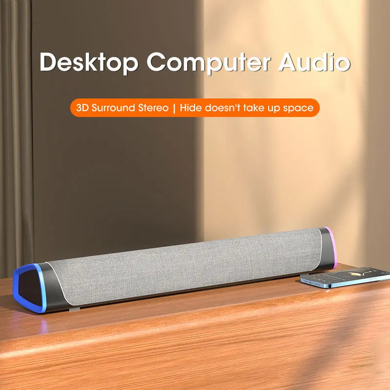 Barra de som estéreo para computador 4D, subwoofer, coluna Bluetooth para Macbook, computador portátil, notebook, PC, leitor de música, coluna com fios