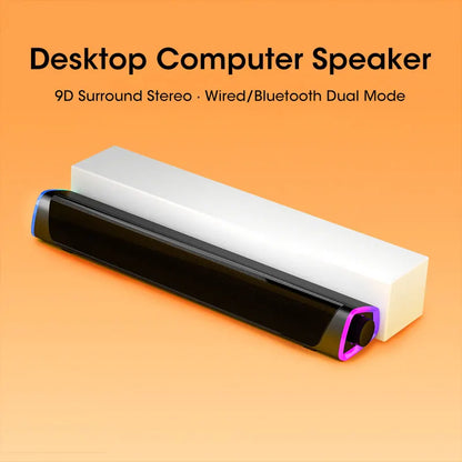 Barra de som estéreo para computador 4D, subwoofer, coluna Bluetooth para Macbook, computador portátil, notebook, PC, leitor de música, coluna com fios