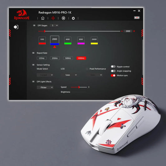Rato gaming Redragon M916AK PRO com 3 modos de anime, 42G, ultraleve, 26K DPI, botões totalmente programáveis