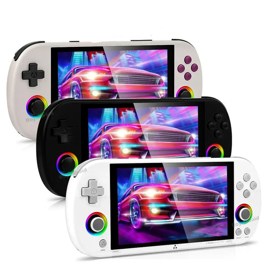 Consola de videojogos portátil Trimui Smart Pro com ecrã IPS de 4,96'', videojogo retro, joystick para sistema Linux de 128G e 256G, luz RGB, mais de 13.000 jogos