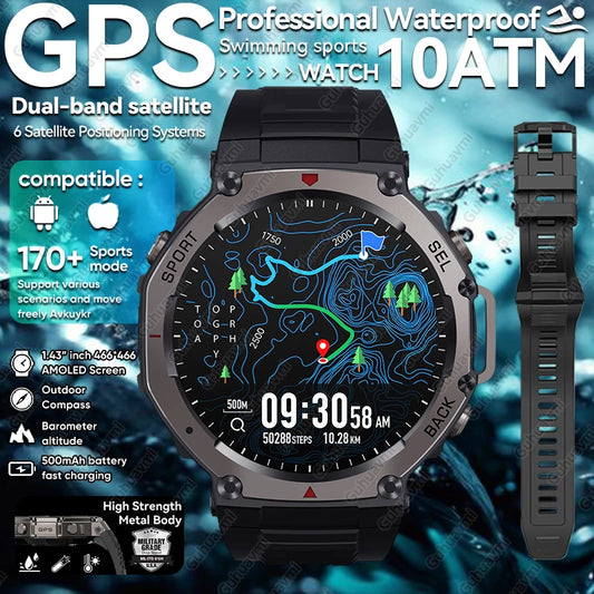 Relógio inteligente T-Rex 3 Ultra GPS, à prova de água, 5 ATM, com bússola GNSS de banda dupla integrada, desportivo militar, para homem, 2025, novo para Xiaomi