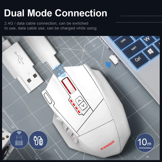 Rato óptico gaming sem fios E-YOOSO X-33 RGB USB 2.4G 16000 DPI, 16 botões, programável, para computador, PC e portátil