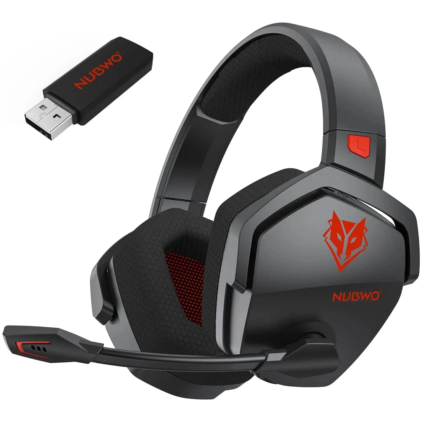 Auricular gaming sem fios duplo NUBWO G06 com microfone para PS5, PS4, PC, telemóvel, Switch, Bluetooth 5.3 de 2,4 GHz