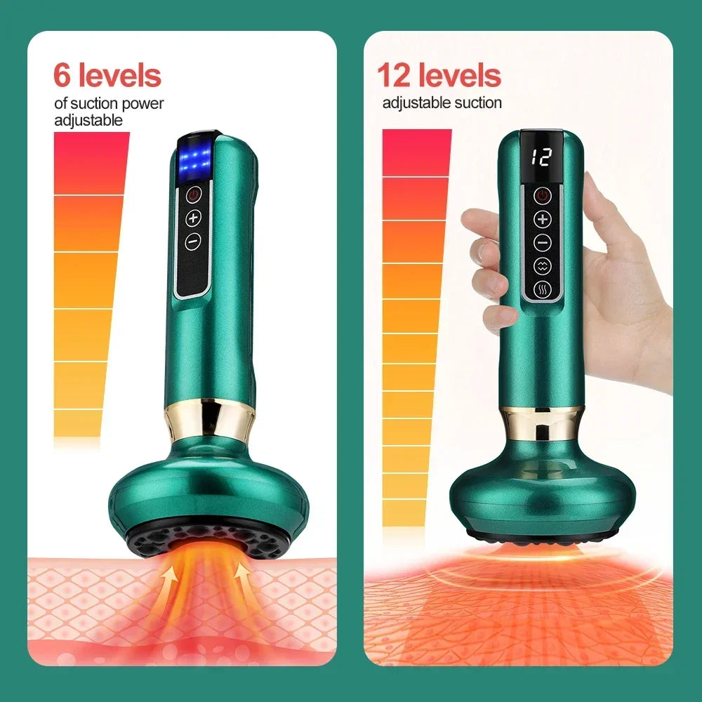 Massajador elétrico tricolor GuaSha anticelulite ventosa vácuo beleza saúde raspagem calor infravermelho massagem emagrecimento terapia