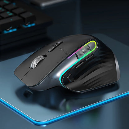 Rato sem fios multidispositivo Bluetooth 5.0 e 3.0 Rato óptico portátil sem fios 2.4G Ratos de computador ergonómicos para destros