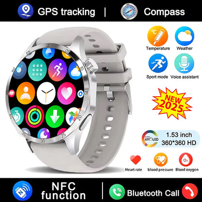 Novo relógio inteligente GT4 Pro MAX 2025, homem e mulher, ecrã HD 360*360, GPS NFC, bússola, ritmo cardíaco, desportos ao ar livre, IP68