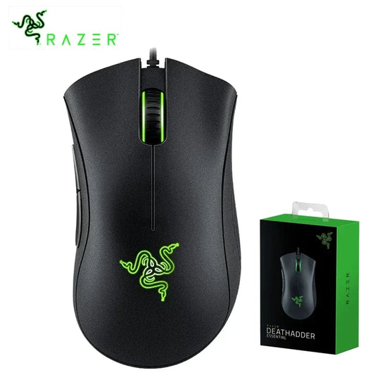 Rato gaming com fio Razer DeathAdder Essential original, sensor ótico de 6400 DPI, 5 botões independentes para portátil e PC gaming