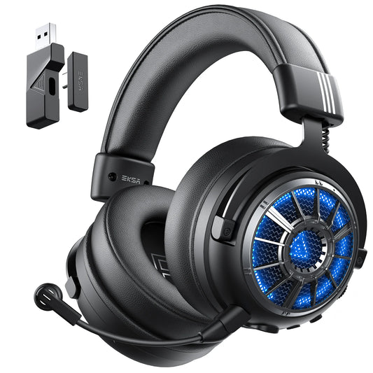 EKSA E5000 BT 2.4GHz Wireless Headphones Bluetooth 5.3 Gaming Headset Gamer with ENC Noise Cancelling Mic for PC/PS5/Xbox, 100H