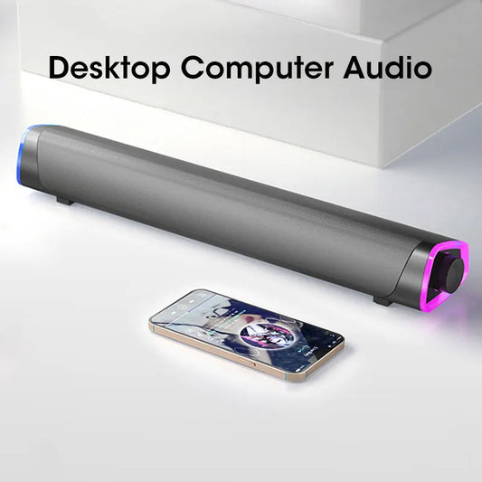 Barra de som estéreo para computador 4D, subwoofer, coluna Bluetooth para Macbook, computador portátil, notebook, PC, leitor de música, coluna com fios