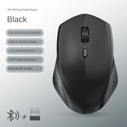 Rato Bluetooth 5.2 sem fios 2.4G, modo duplo, silencioso, recarregável, 1600 DPI, para portátil, Windows, Mac OS