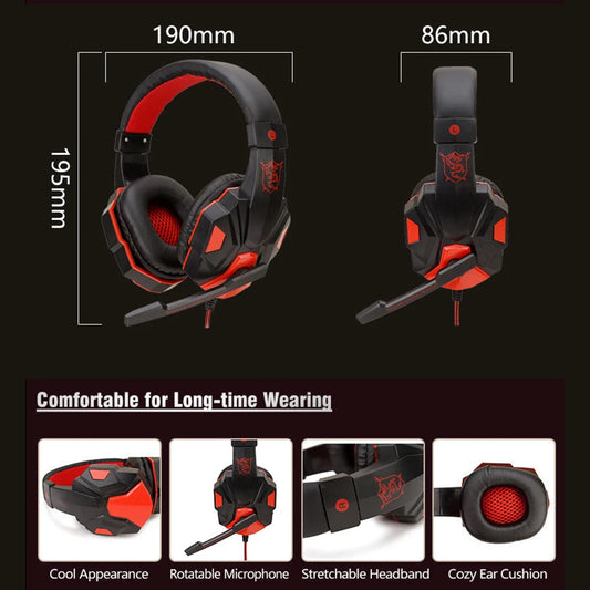 Auscultadores Gaming com Microfone e Luz LED – Som Estéreo e Graves Profundos para PC, PS4, Xbox e Mais