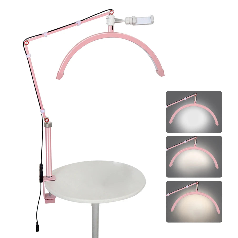 Andoer HD-M3X LED Video Light Half-moon Shaped Desktop Ring Light 3000K-6000K Dimmable for Beauty Salon Makeup Live Streaming