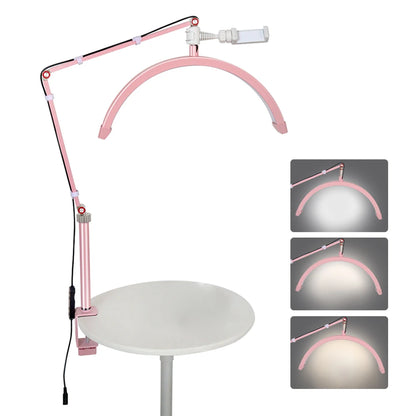 Andoer HD-M3X LED Video Light Half-moon Shaped Desktop Ring Light 3000K-6000K Dimmable for Beauty Salon Makeup Live Streaming