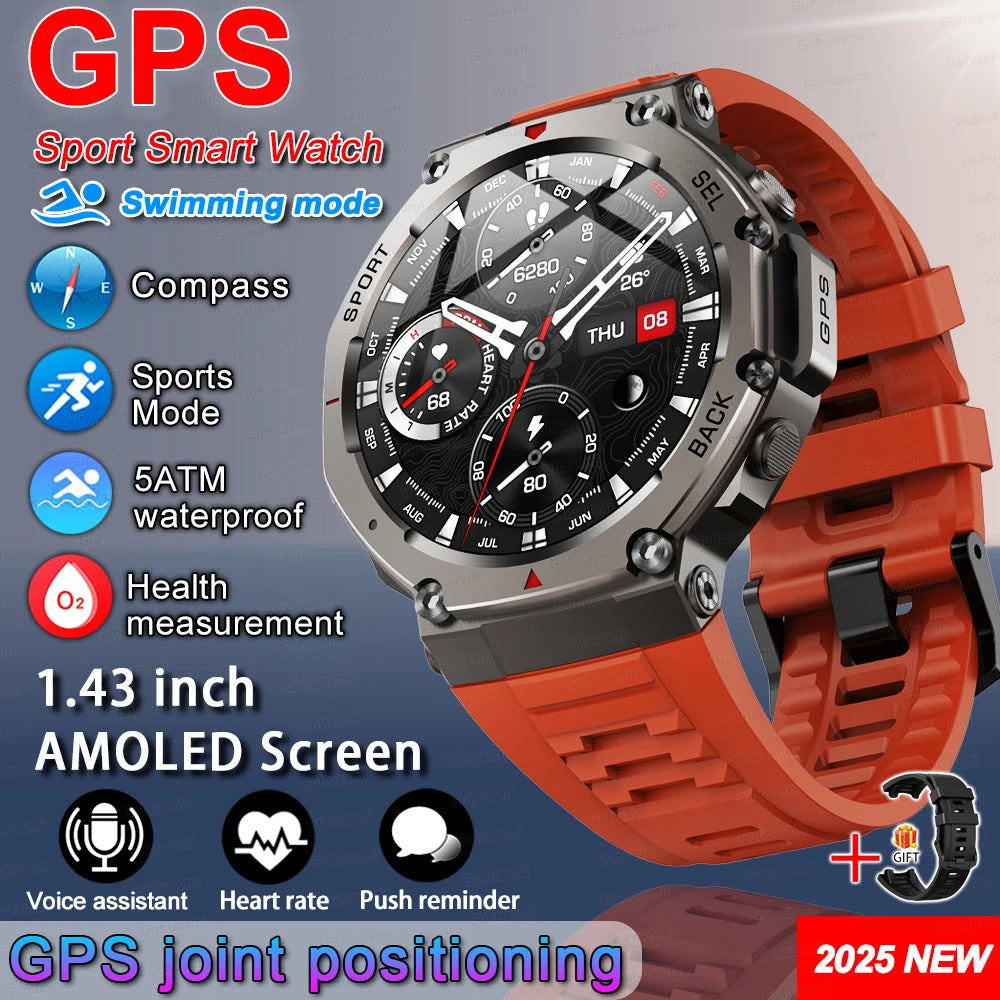 Relógio inteligente T-Rex 3 Ultra GPS, à prova de água, 5 ATM, com bússola GNSS de banda dupla integrada, desportivo militar, para homem, 2025, novo para Xiaomi