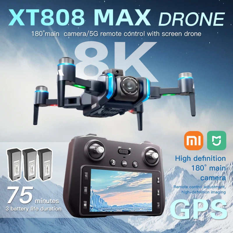 Xiaomi Mijia XT808GPS Drone 4K Professional HD Dual Camera 8K Dron Brushless Motor 5G WIFI FPV Foldable RC Quadcopter Helicopter