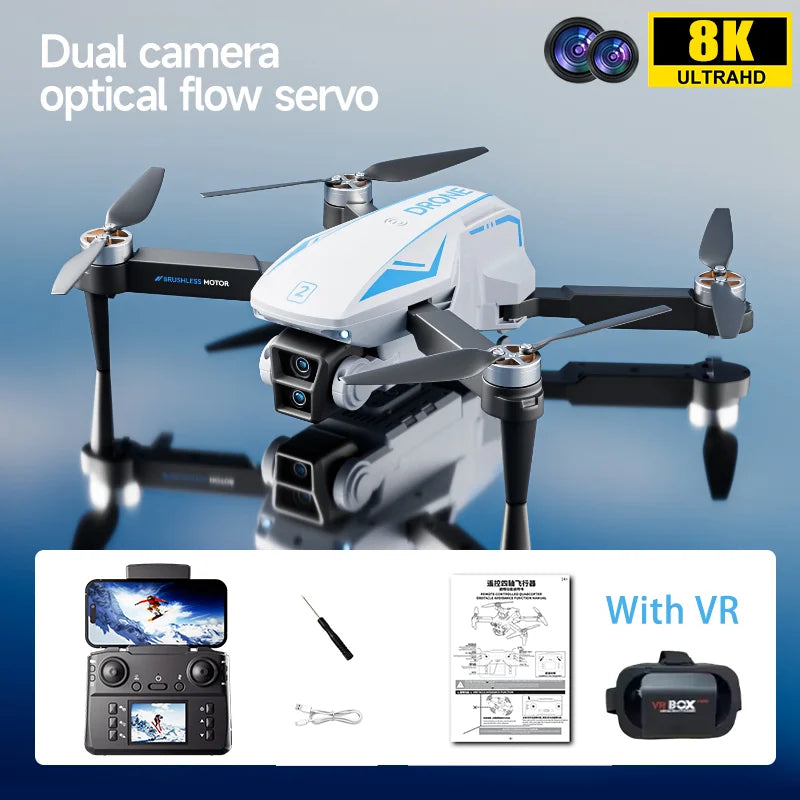 M2 Drone Remote Control Aircraft Toys 8K HD Dual-Camera Brushless Motor Optical Flow Positioning Intelligent Obstacle Avoidance